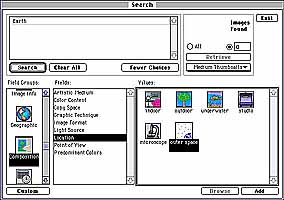 Screen grab - search parameters